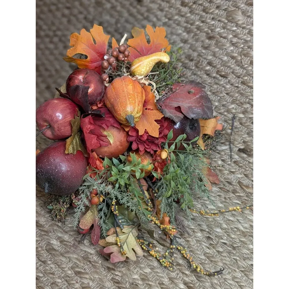 Vintage Wicker Basket Cornucopia Horn THANKSGIVING Harvest Fall Centerpiece